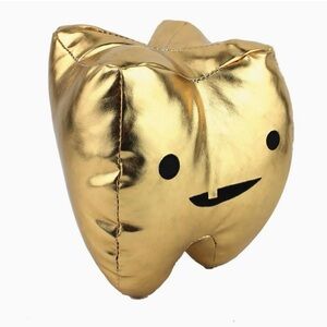 Gold Tooth - Metallic Vinyl Plush - Stuffed Toy Pillow 7” I Heart Guts Molar